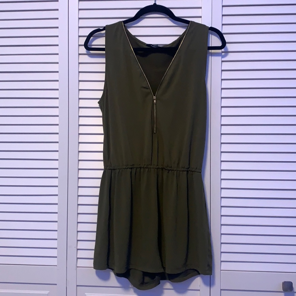 Army Green Ambiance One Piece Zip Up Romper